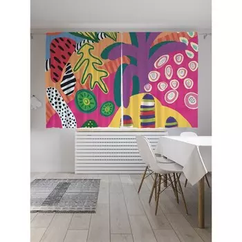 Фотошторы «Неоновые тропики», сатен, размер 145х180 см, 2 шт