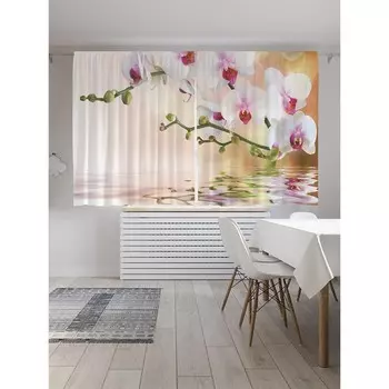 Фотошторы «Нежная орхидея», сатен, размер 145х180 см, 2 шт