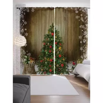 Фотошторы «Нарядная елка», сатен, размер 145х265 см, 2 шт