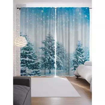 Фотошторы «Зима в лесу», сатен, размер 145х265 см, 2 шт