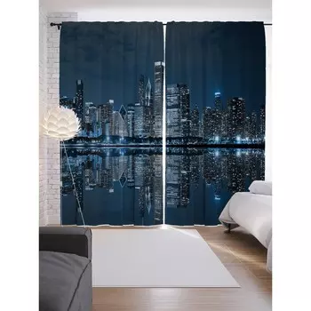 Фотошторы «Ночной Нью-Йорк», сатен, размер 145х265 см, 2 шт