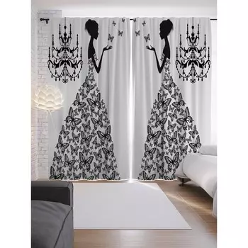 Фотошторы «Платье из бабочек», сатен, размер 145х265 см, 2 шт