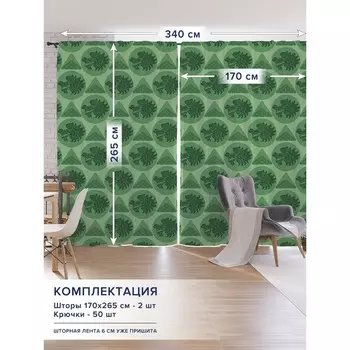 Фотошторы «Зеленый дракон», оксфорд, размер 170х265 см, 2 шт