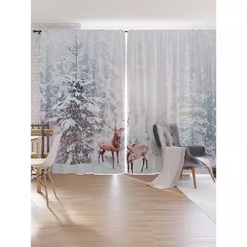 Фотошторы «Олени в снегу», оксфорд, размер 170х265 см, 2 шт