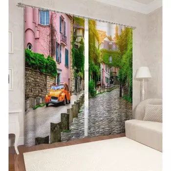 Фотошторы «Ретро авто», размер 145x260 см, 2 шт, блэкаут