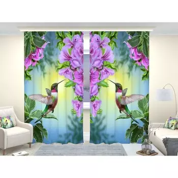 Фотошторы «Сказочный колибри», размер 150 × 260 см, димаут