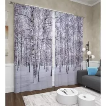 Фотошторы «Снежная роща», размер 145x260 см, 2 шт, блэкаут