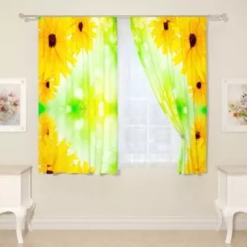 Фотошторы «Солнечные цветы», размер 145x160 см, 2 шт