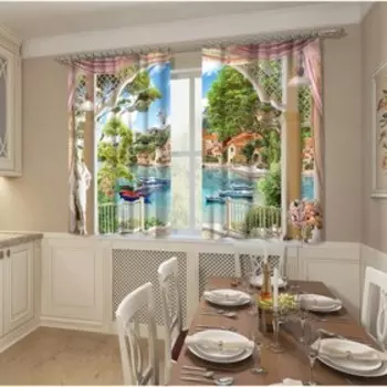 Фотошторы «Терраса у моря», размер 145x160 см, 2 шт