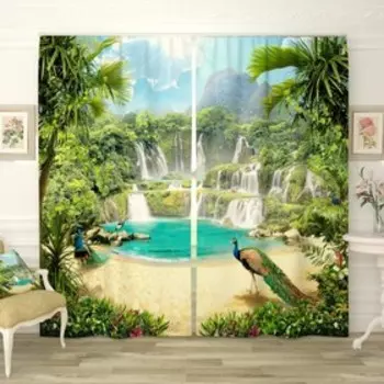 Фотошторы «Волшебные водопады», размер 150х260 см-2 шт., габардин