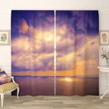 Фотошторы «Восход в океане», размер 150х260 см-2 шт., габардин