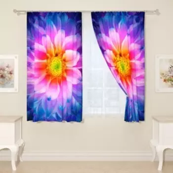 Фотошторы «Яркий георгин», размер 145x160 см, 2 шт