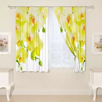 Фотошторы «Жёлтый фаленопсис», размер 145x160 см, 2 шт