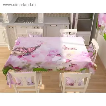 Фотоскатерть «Бабочки на нежных розах», размер 145 145 см, габардин