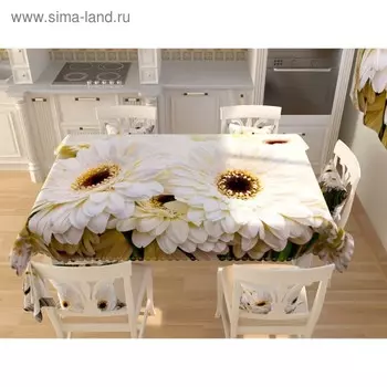 Фотоскатерть «Белые герберы», размер 145 145 см, габардин