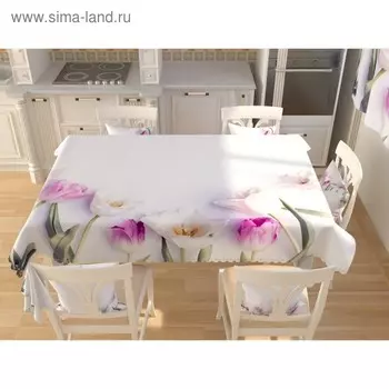 Фотоскатерть «Белые тюльпаны», размер 145 200 см, габардин