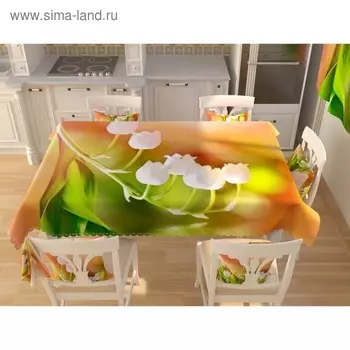 Фотоскатерть «Цветки ландыша», размер 145 145 см, габардин