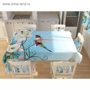 Фотоскатерть «Колибри и цветы», размер 145 145 см, габардин