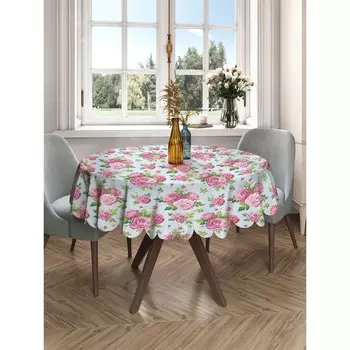 Скатерть на стол «Букет роз», круглая, сатен, d = 150 см
