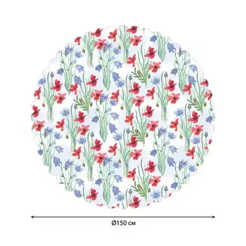 Скатерть на стол «Полевые букеты», круглая, сатен, d = 150 см