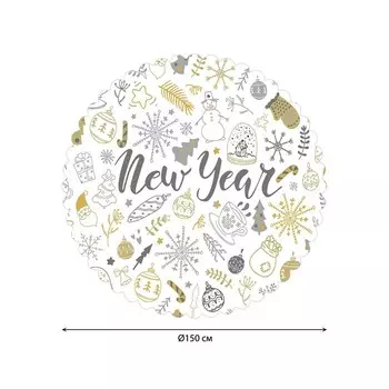 Скатерть на стол «Новый год», круглая, сатен, d = 150 см