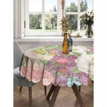Скатерть на стол «Цветочная картина», круглая, сатен, d = 150 см