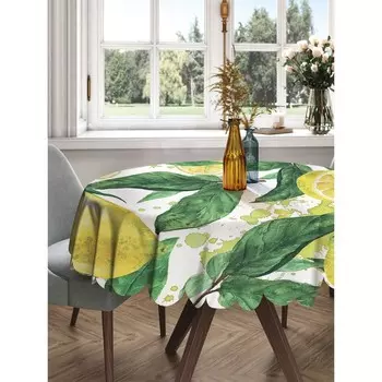 Скатерть на стол «Дерево лимона», круглая, сатен, d = 150 см