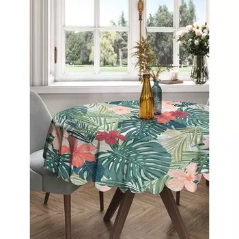 Фотоскатерть круглая, размер 150x150 см, сатен