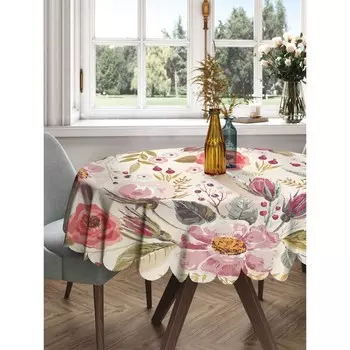 Скатерть на стол «Цветочная солянка», круглая, сатен, d = 150 см