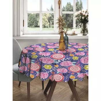 Скатерть на стол «Гранат и цветы», круглая, сатен, d = 150 см