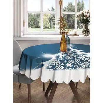 Скатерть на стол «Снежная ель», круглая, сатен, d = 150 см