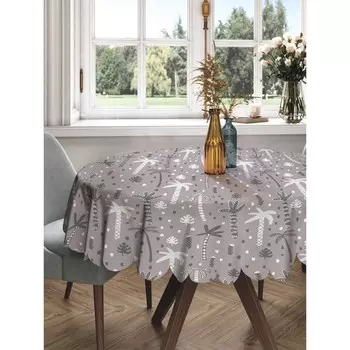 Скатерть на стол «Серые пальмы», круглая, сатен, d = 150 см