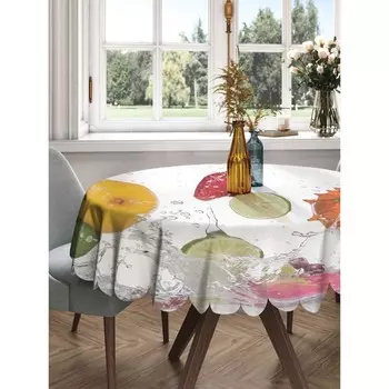 Скатерть на стол «Фруктовое купание», круглая, сатен, d = 150 см