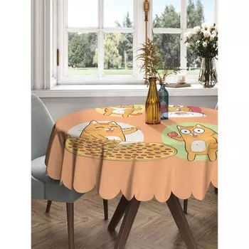 Скатерть на стол «Стиль кота», круглая, сатен, d = 150 см