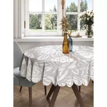 Скатерть на стол «Розы цветут», круглая, сатен, d = 150 см