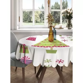 Скатерть на стол «Время подарков», круглая, сатен, d = 150 см