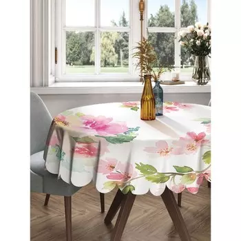 Скатерть на стол «Цветы быстро вьются», круглая, сатен, d = 150 см