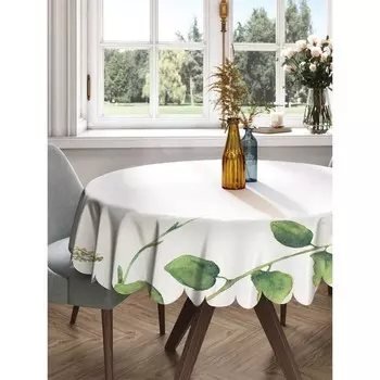 Скатерть на стол «Ветви растений в акварели», круглая, сатен, d = 150 см