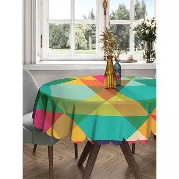 Скатерть на стол «Узор с треугольниками», круглая, сатен, d = 150 см