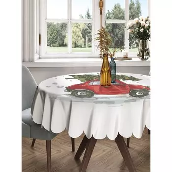 Скатерть на стол «Елка спешит праздновать», круглая, сатен, d = 150 см