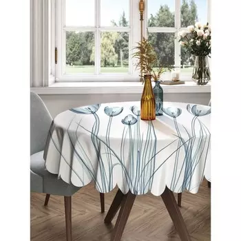 Скатерть на стол «Водное растение», круглая, сатен, d = 150 см