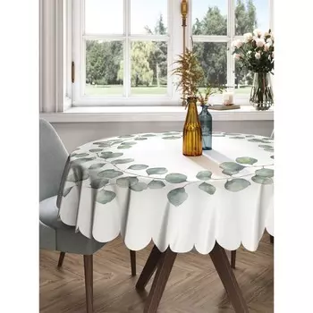 Скатерть на стол «Ветви эвкалипта», круглая, сатен, d = 150 см