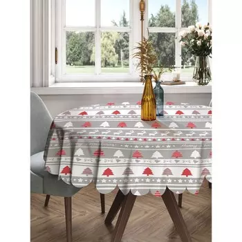 Скатерть на стол «Геометрические елки», круглая, сатен, d = 150 см