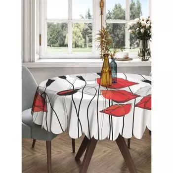 Скатерть на стол «Цветочный поцелуй», круглая, сатен, d = 150 см