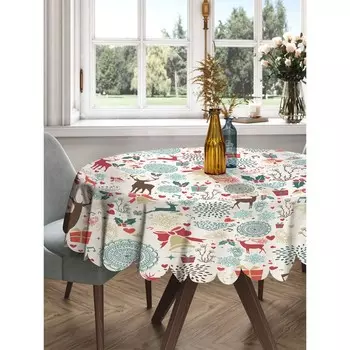 Фотоскатерть круглая, размер 150x150 см, сатен