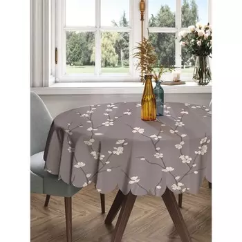 Скатерть на стол «Стеснительный цвет», круглая, сатен, d = 150 см