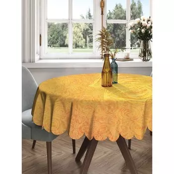 Скатерть на стол «Яркий цветочный узор», круглая, сатен, d = 150 см