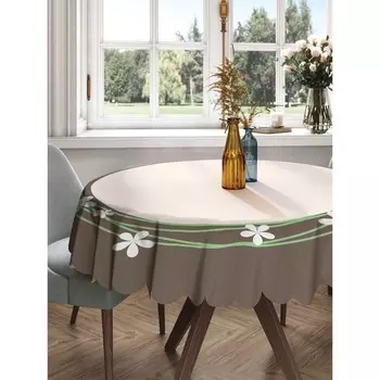 Скатерть на стол «Круг с цветами», круглая, сатен, d = 150 см