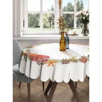 Скатерть на стол «Ореол цветов», круглая, сатен, d = 150 см