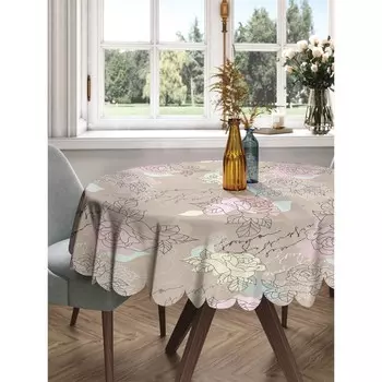 Скатерть на стол «Цветочное поздравление», круглая, сатен, d = 150 см